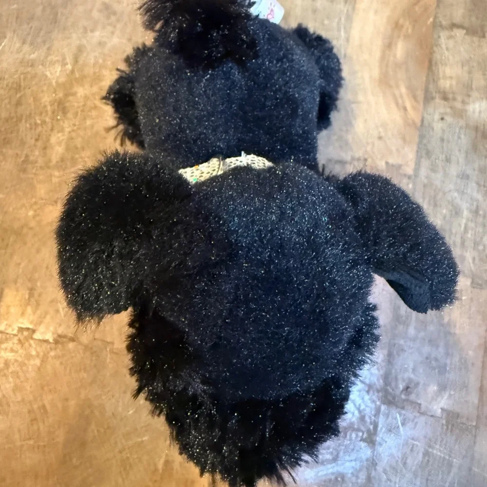 Black Plush Dog “Sammy” Justice 6 inch Black Terroir Dog Sparkly Collar